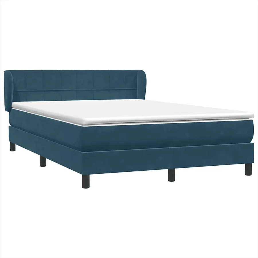Sommier à lattes de lit et matelas bleu foncé 160x210cm velours - 4