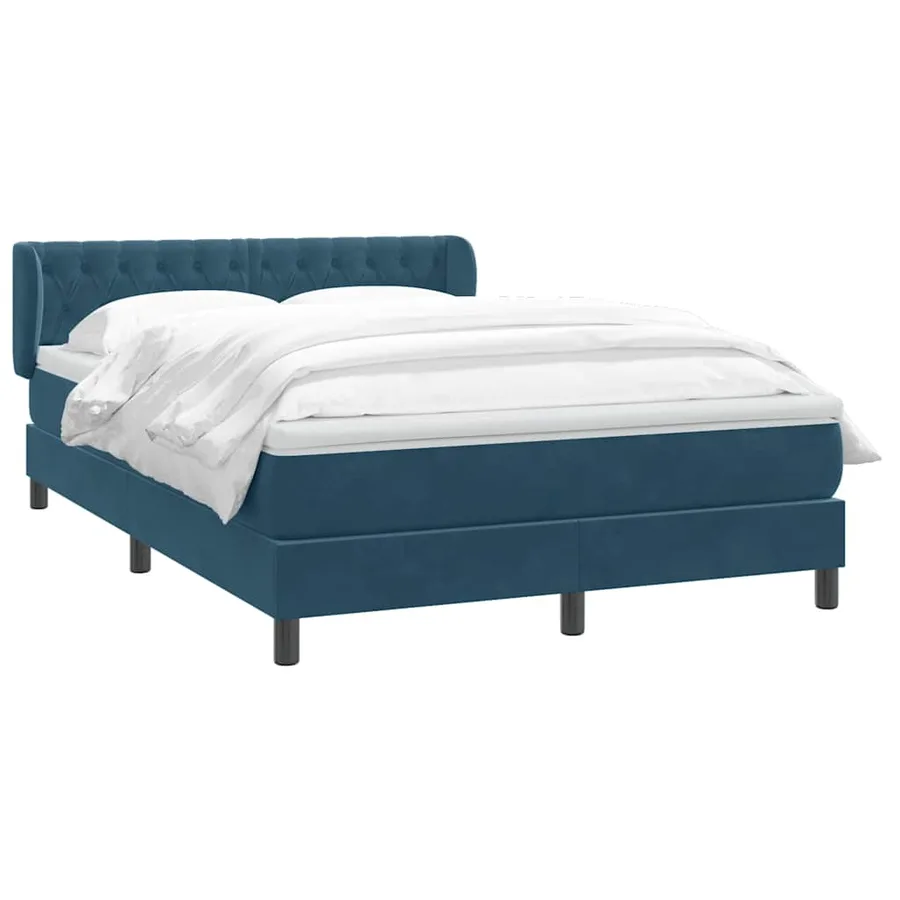 Sommier à lattes de lit et matelas bleu foncé 160x210cm velours - 3