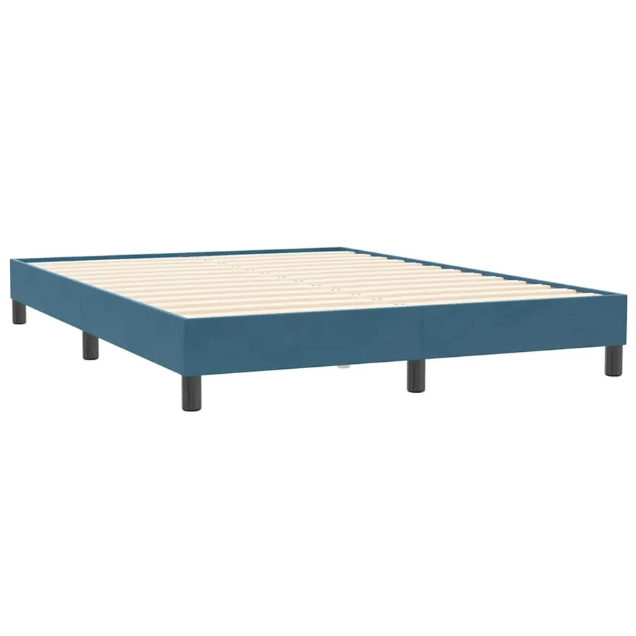 Sommier à lattes de lit et matelas et LED bleu foncé 160x210cm velours - 6