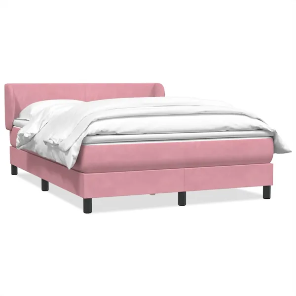 Sommier à lattes de lit avec matelas rose 160x210 cm velours