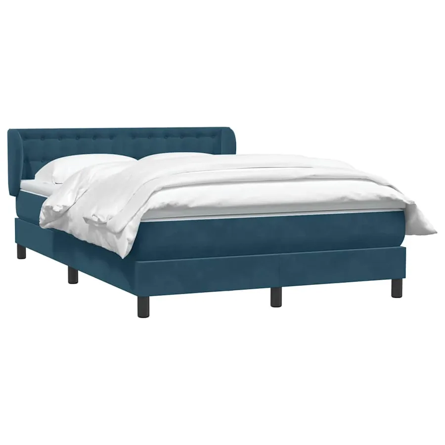 Sommier à lattes de lit et matelas bleu foncé 160x210cm velours - 3