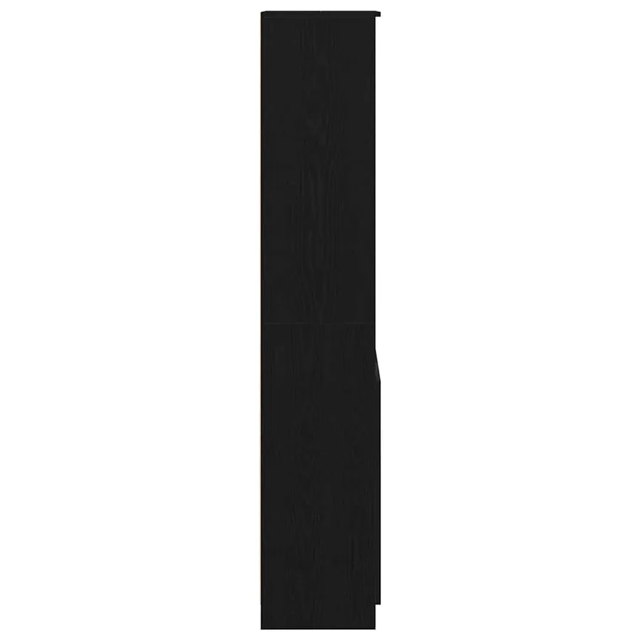 Buffet haut chêne noir 50x35x180 cm bois d'ingénierie - 7