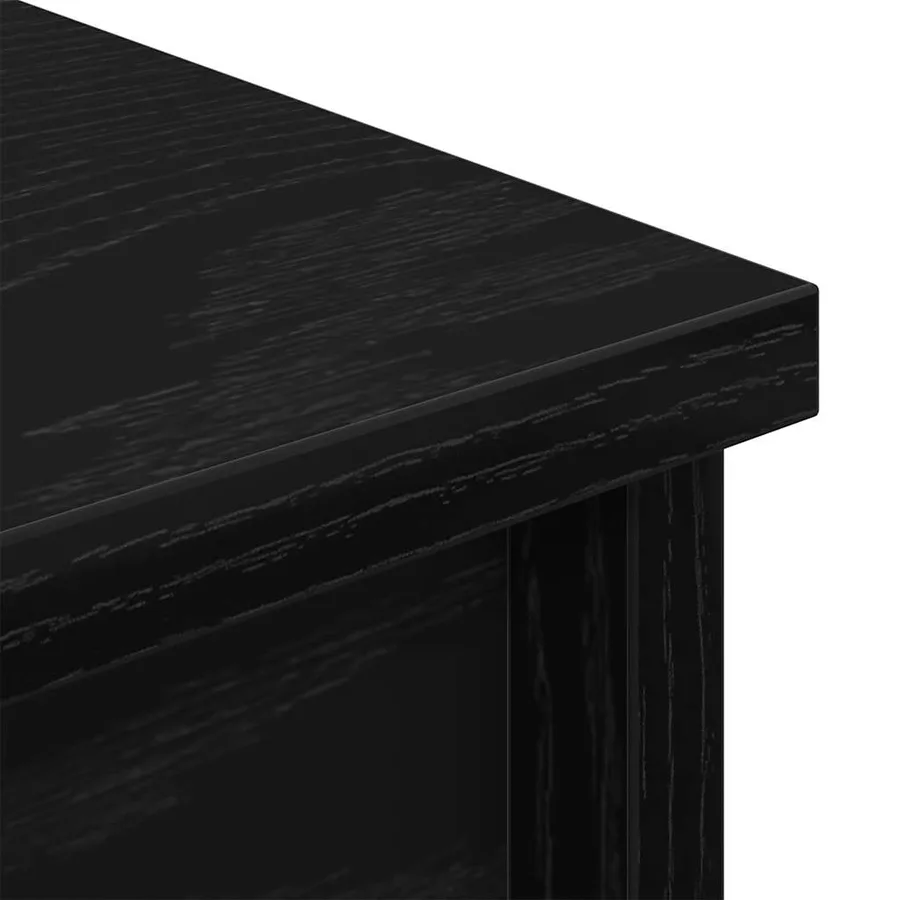 Buffet haut chêne noir 50x35x180 cm bois d'ingénierie - 9