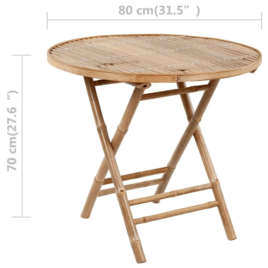 Ensemble à manger d'extérieur pliable 5pcs avec coussins Bambou - 11