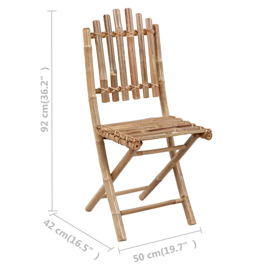 Ensemble à manger d'extérieur pliable 5pcs avec coussins Bambou - 12