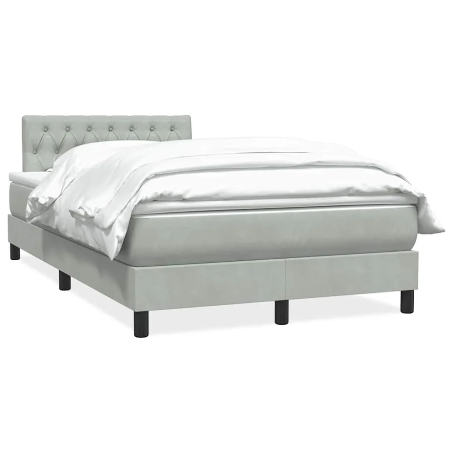 Sommier à lattes de lit et matelas gris clair 120x210cm velours - 2