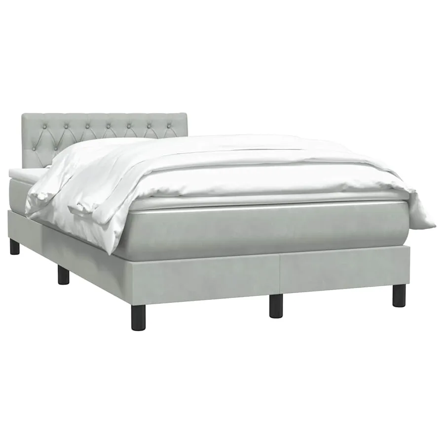 Sommier à lattes de lit et matelas gris clair 120x210cm velours - 3