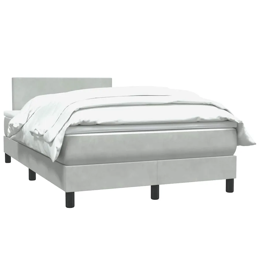 Sommier à lattes de lit et matelas gris clair 120x210cm velours - 3