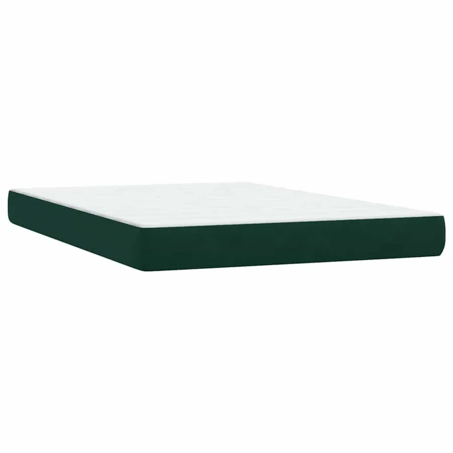 Sommier à lattes de lit et matelas et LED vert foncé 140x210cm velours - 7