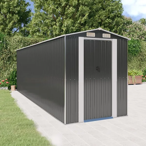 Garden Shed Anthracite 192x606x223 cm Galvanised Metal