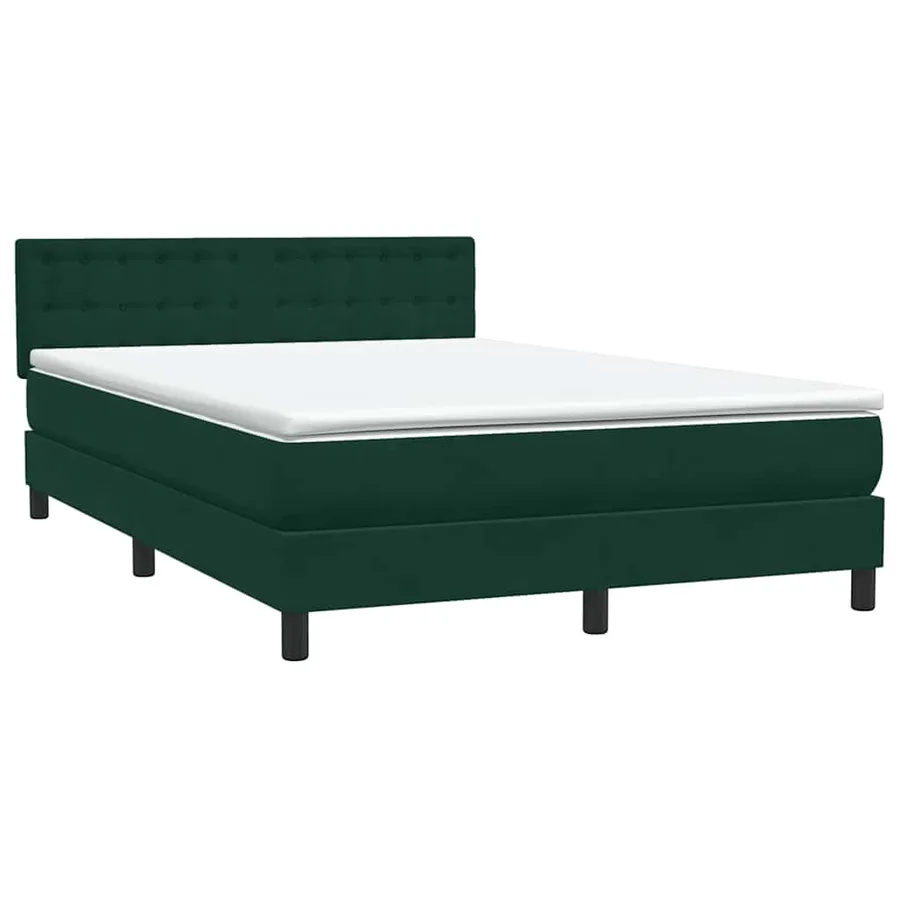 Sommier à lattes de lit et matelas et LED vert foncé 140x210cm velours - 5
