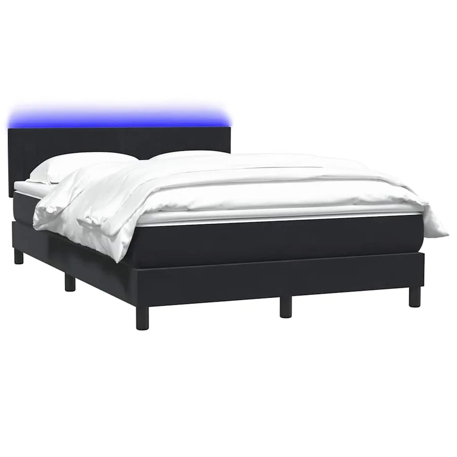 Sommier à lattes de lit avec matelas et LED noir 160x210 cm velours - 3