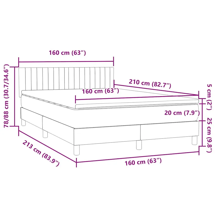 Sommier à lattes de lit et matelas gris clair 160x210cm velours - 12