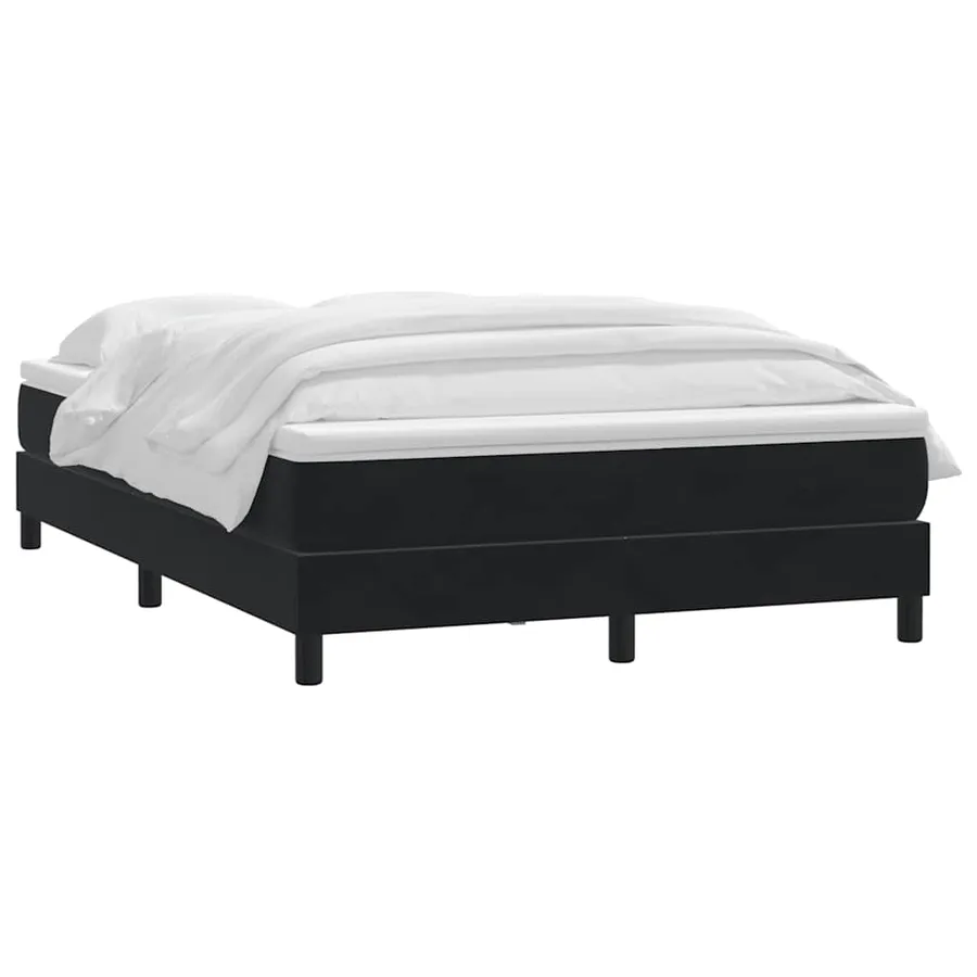 Sommier à lattes de lit avec matelas noir 160x210 cm velours - 3