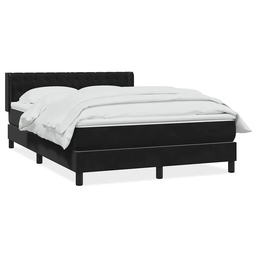 Sommier à lattes de lit avec matelas noir 160x210 cm velours - 2