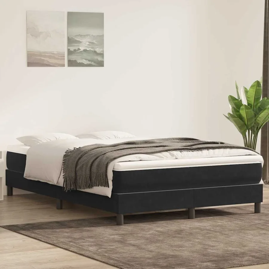 Sommier à lattes de lit sans matelas noir 160x210 cm velours - 4