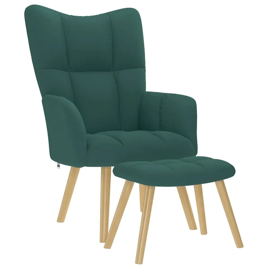 Chaise de relaxation avec repose-pied Vert foncé Tissu