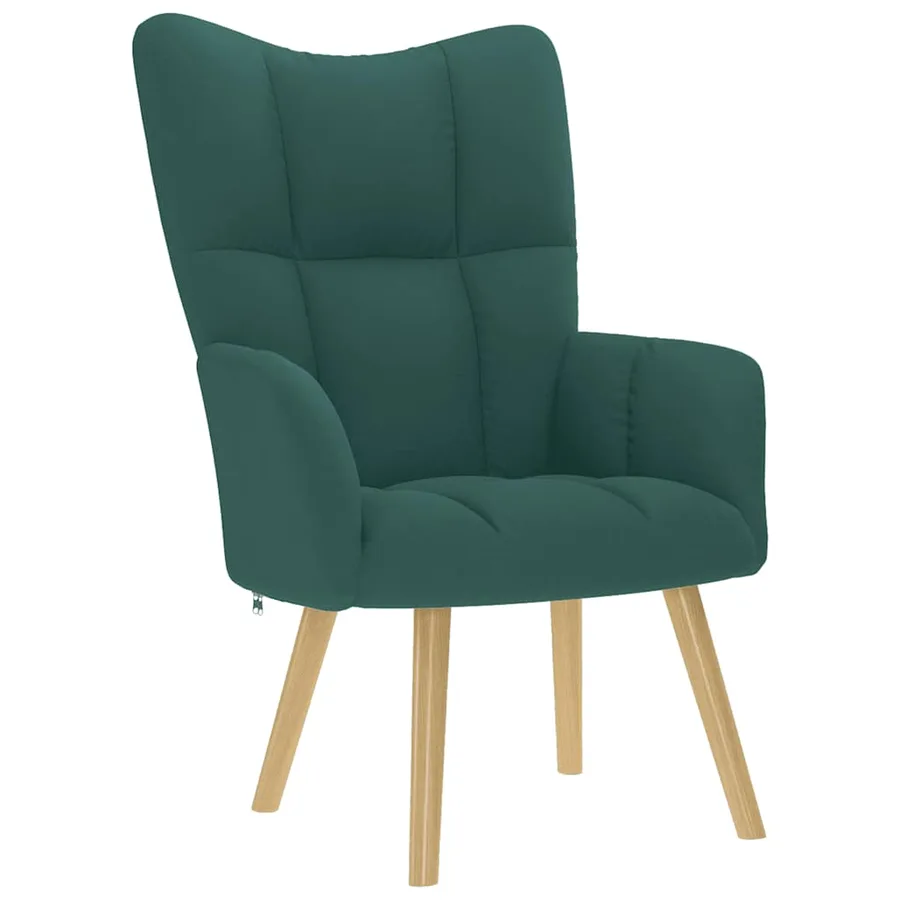 Chaise de relaxation avec repose-pied Vert foncé Tissu - 4