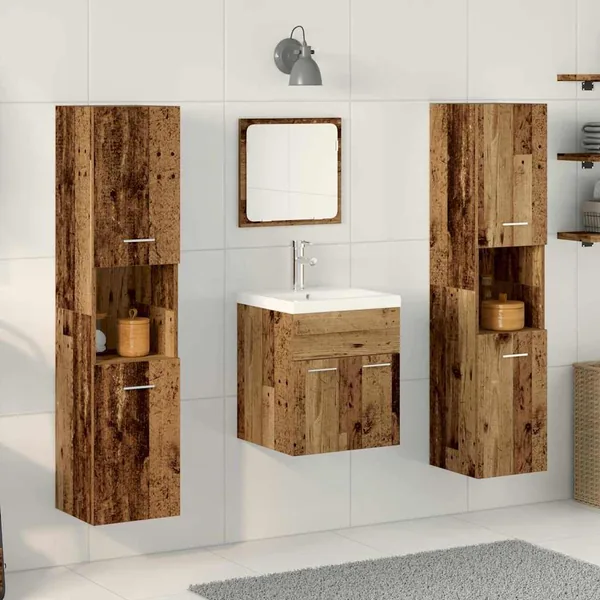 Ensemble de mobilier de salle de bain 4 pcs Bois ancien