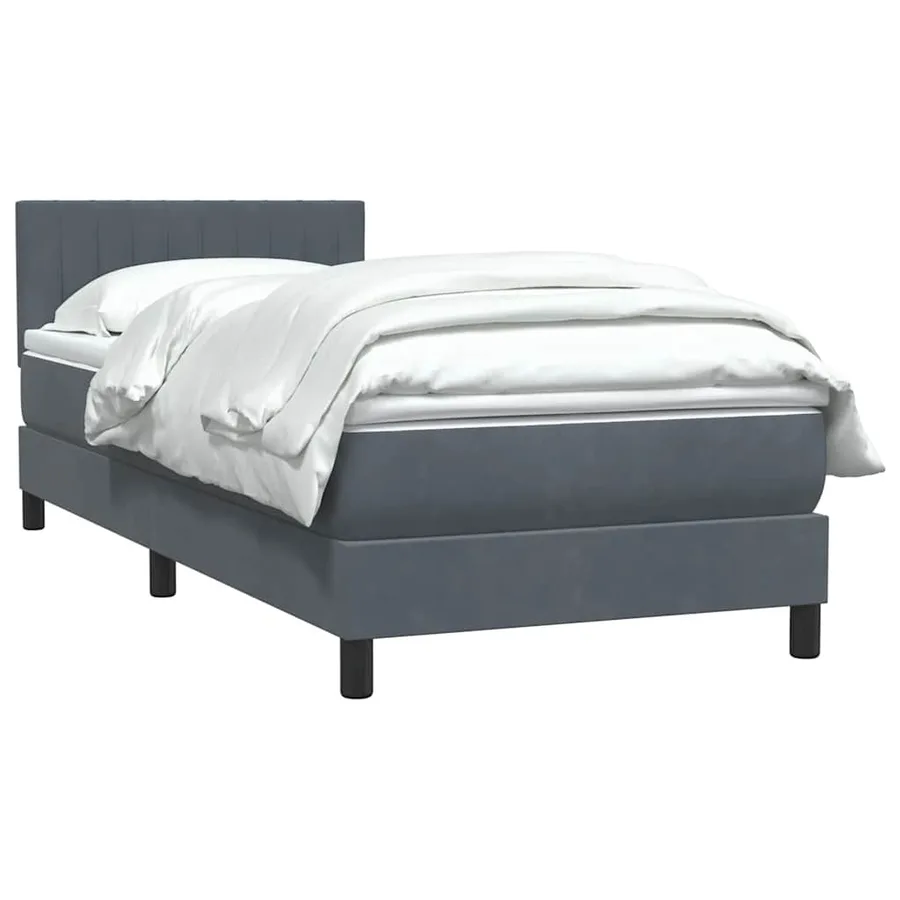 Sommier à lattes de lit et matelas gris foncé 90x220 cm velours - 4