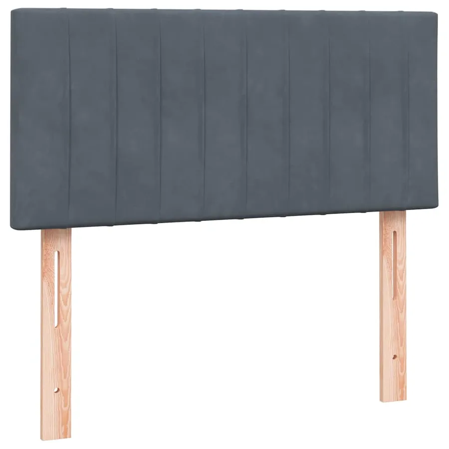 Sommier à lattes de lit et matelas et LED gris foncé 90x220 cm velours - 7