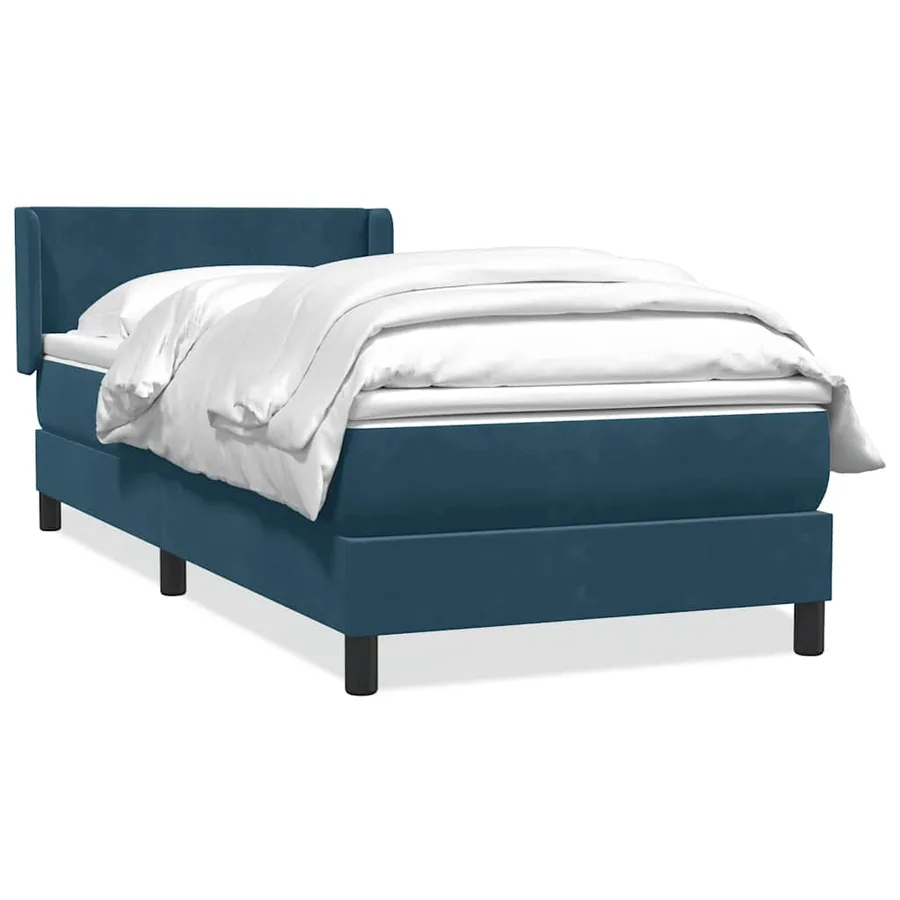 Sommier à lattes de lit et matelas bleu foncé 80x220 cm velours - 2