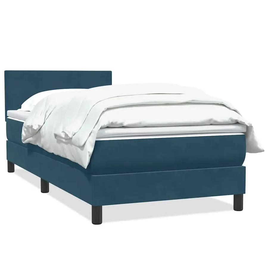 Sommier à lattes de lit et matelas bleu foncé 80x220 cm velours - 2