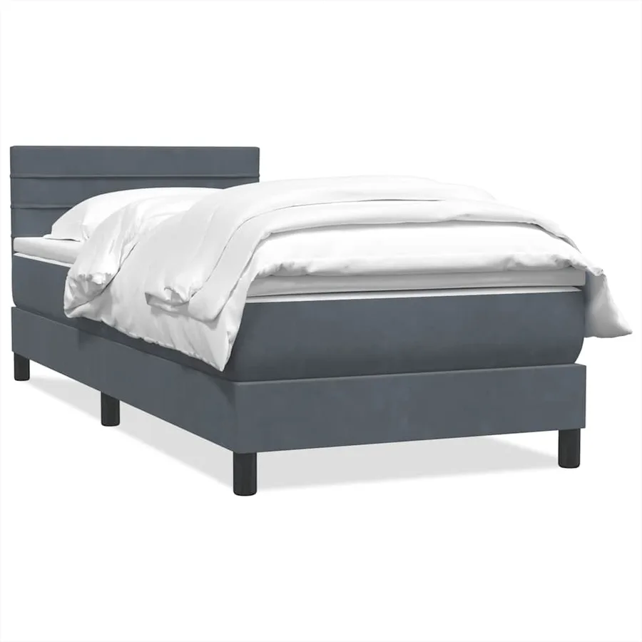 Sommier à lattes de lit et matelas gris foncé 90x220 cm velours - 2