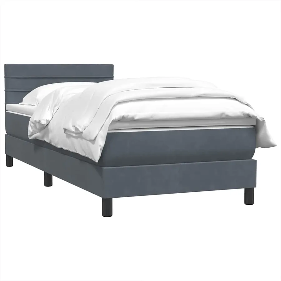 Sommier à lattes de lit et matelas gris foncé 90x220 cm velours - 3