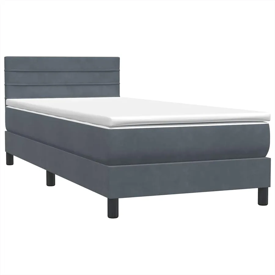 Sommier à lattes de lit et matelas gris foncé 90x220 cm velours - 4