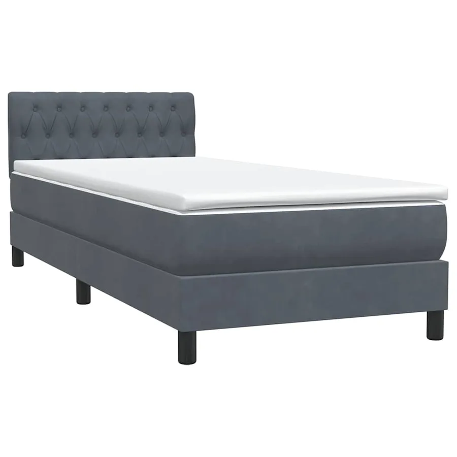 Sommier à lattes de lit et matelas et LED gris foncé 90x220 cm velours - 5