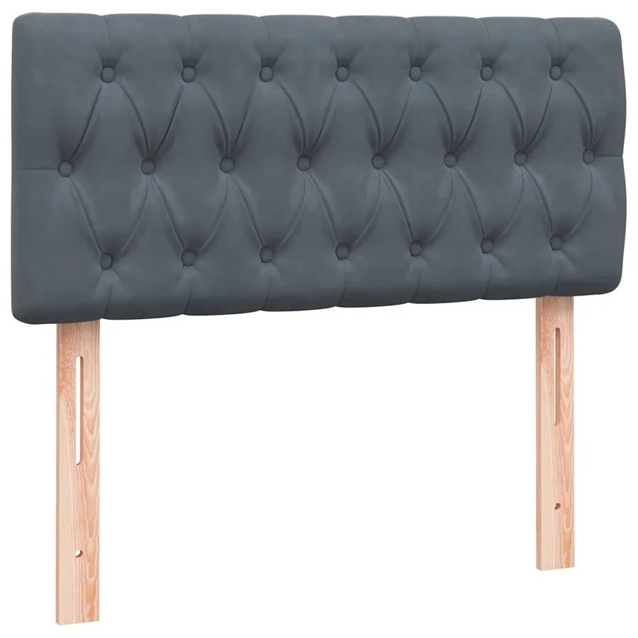Sommier à lattes de lit et matelas et LED gris foncé 90x220 cm velours - 7