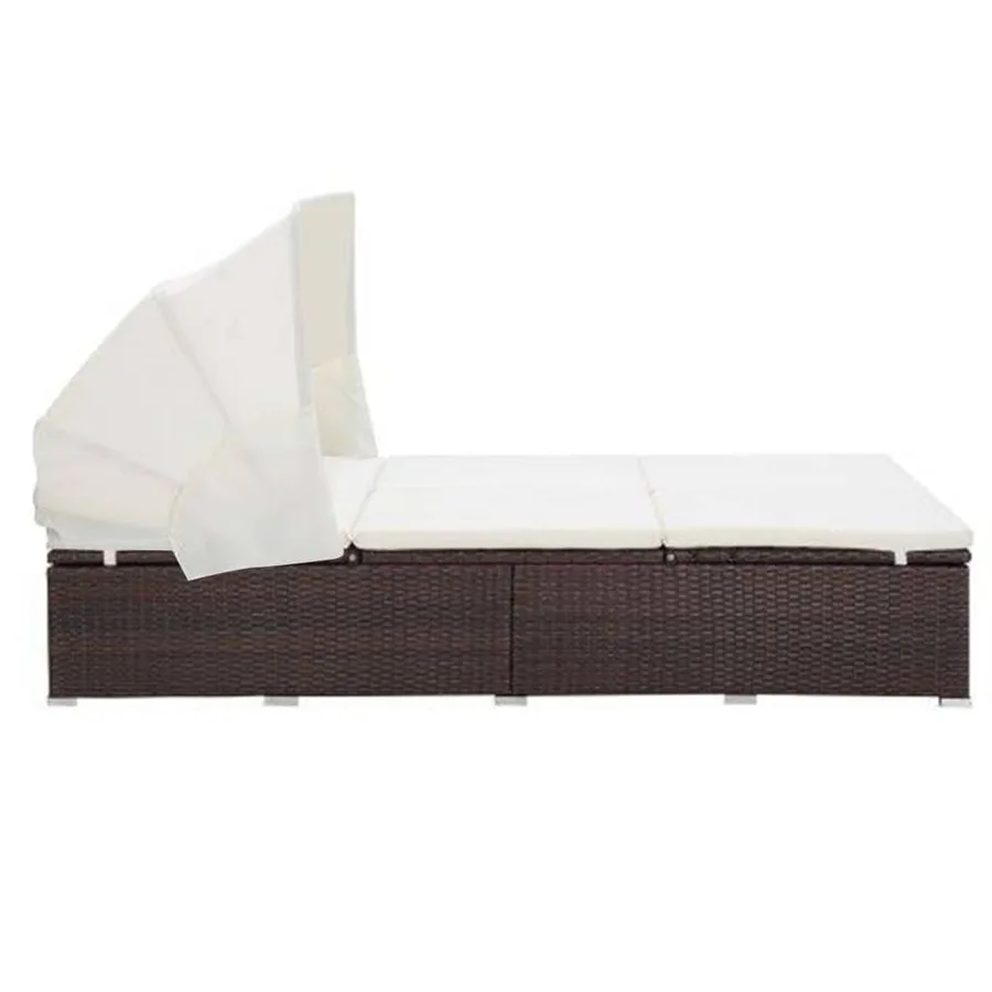 Transat à 2 places avec coussin Résine tressée Marron - 3