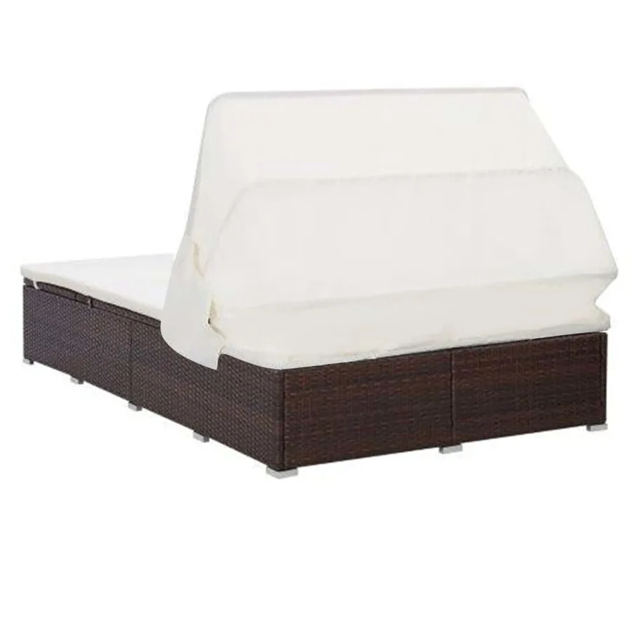 Transat à 2 places avec coussin Résine tressée Marron - 4