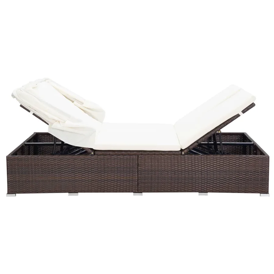 Transat à 2 places avec coussin Résine tressée Marron - 5