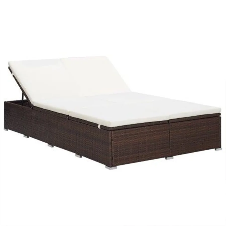 Transat à 2 places avec coussin Résine tressée Marron - 7