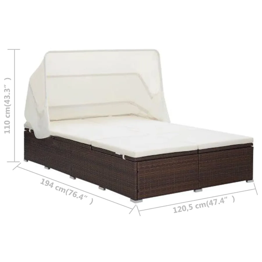 Transat à 2 places avec coussin Résine tressée Marron - 9