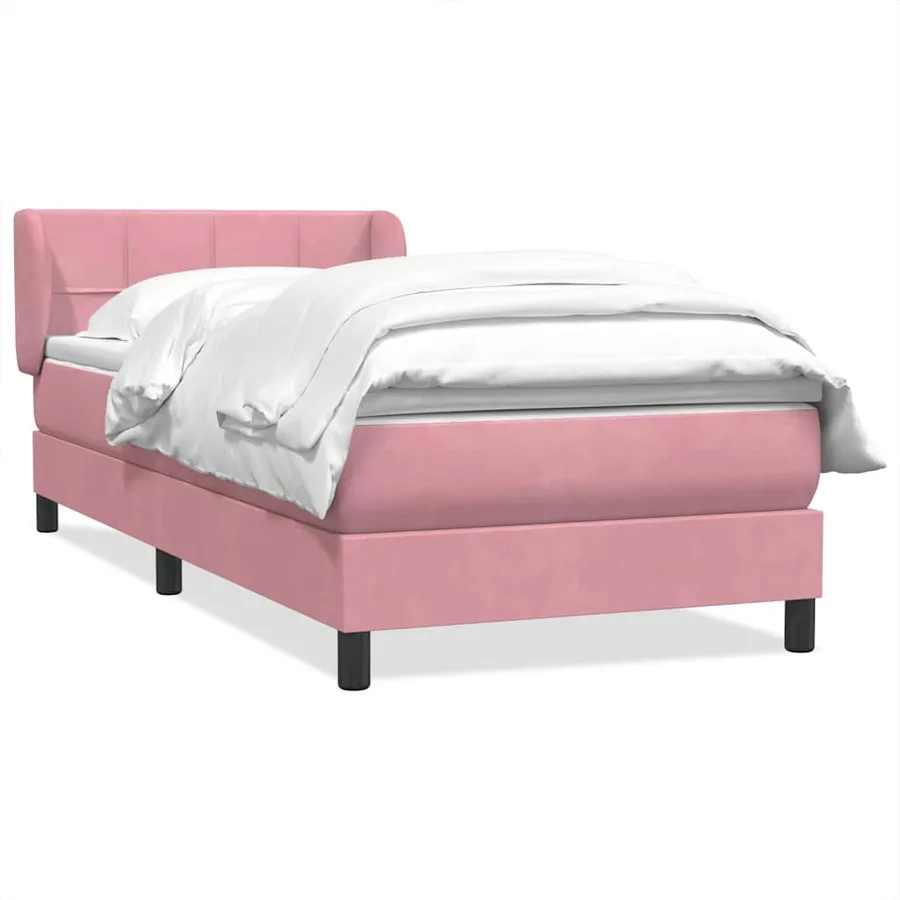 Sommier à lattes de lit avec matelas rose 80x220 cm velours - 2