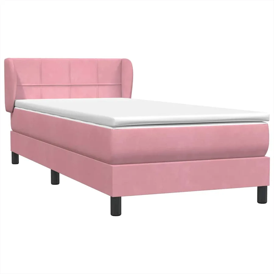 Sommier à lattes de lit avec matelas rose 80x220 cm velours - 4