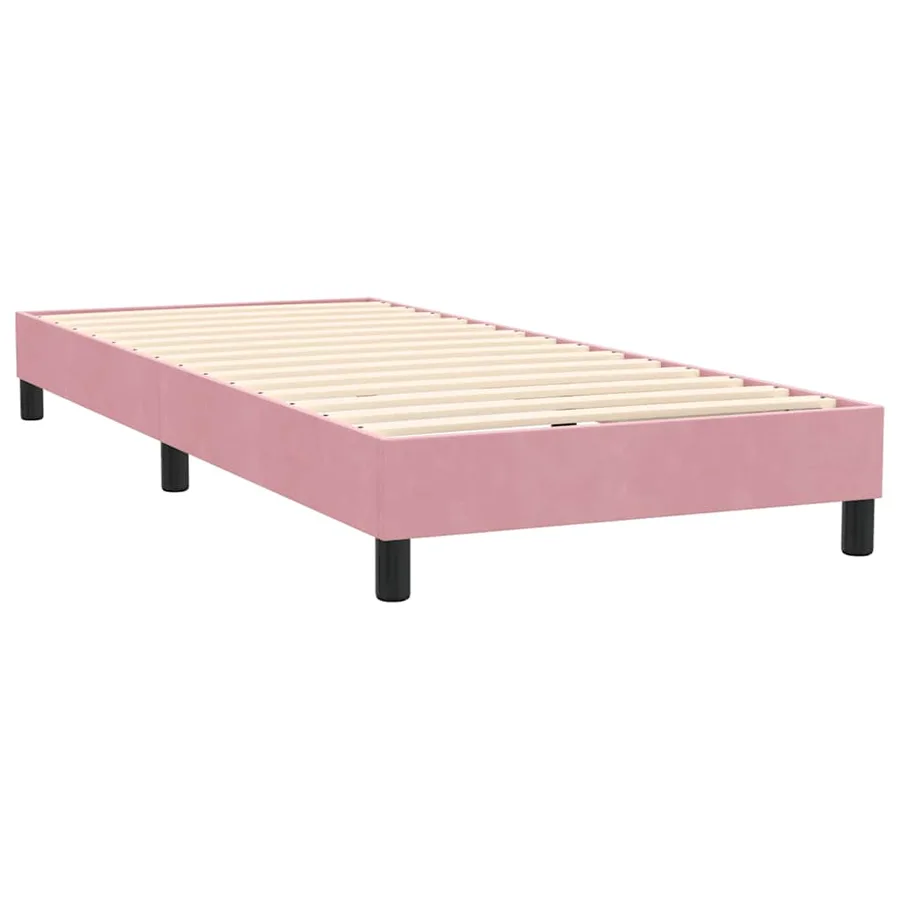 Sommier à lattes de lit avec matelas rose 80x220 cm velours - 5