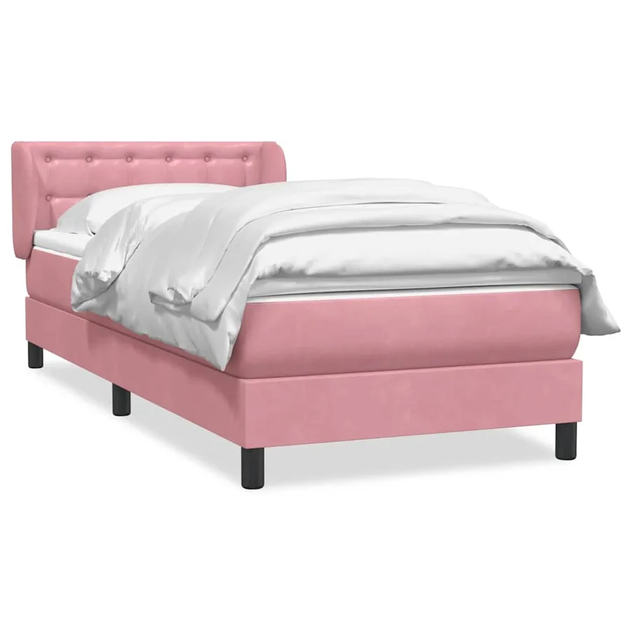Sommier à lattes de lit avec matelas rose 80x220 cm velours - 2