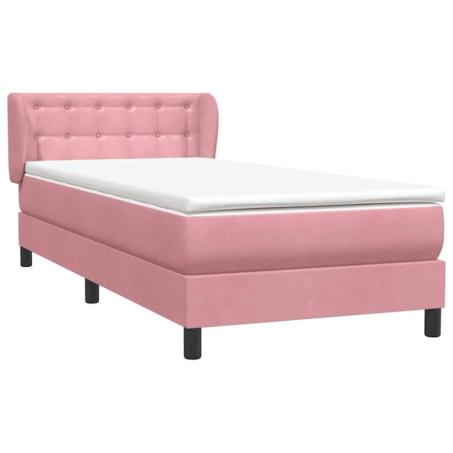 Sommier à lattes de lit avec matelas rose 80x220 cm velours - 4