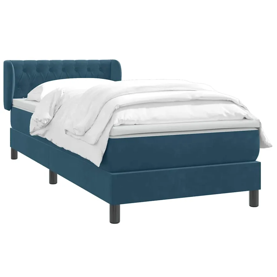 Sommier à lattes de lit et matelas bleu foncé 80x220 cm velours - 3