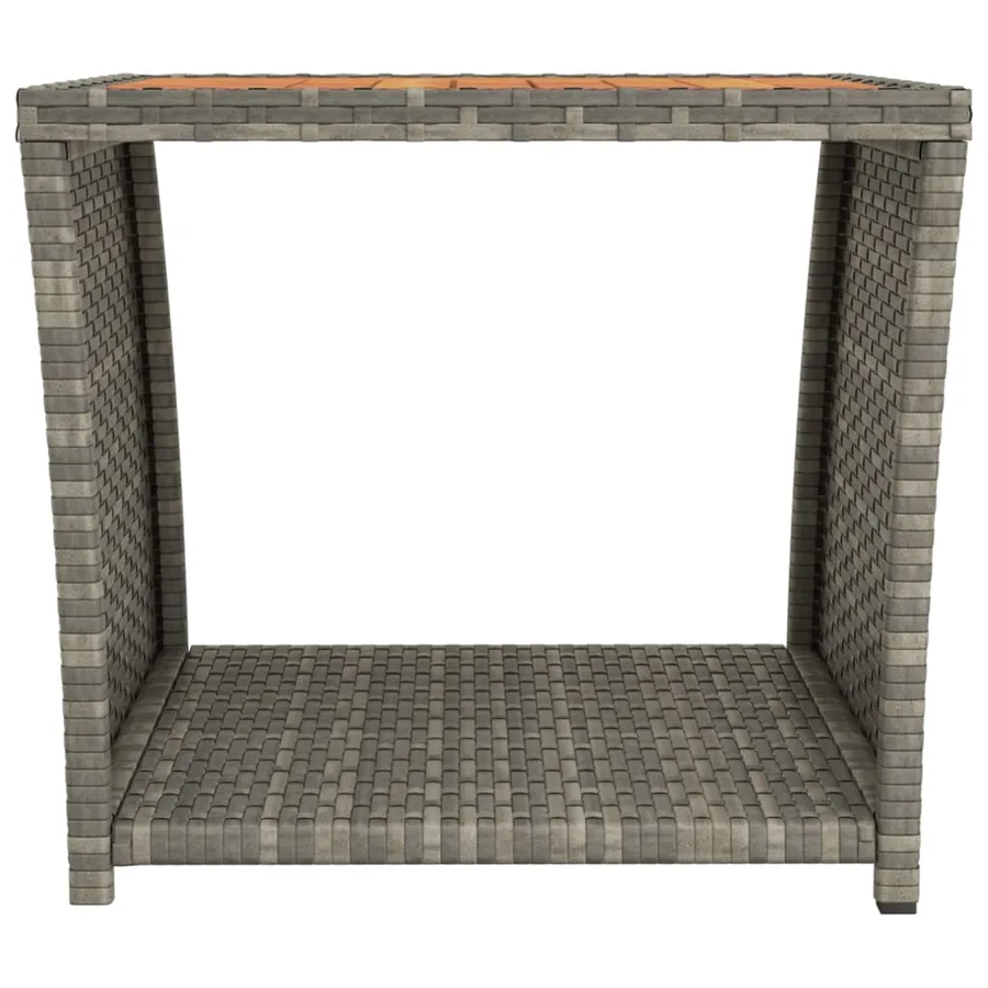 Table à thé et dessus en bois Gris Résine tressée Acacia massif - 3