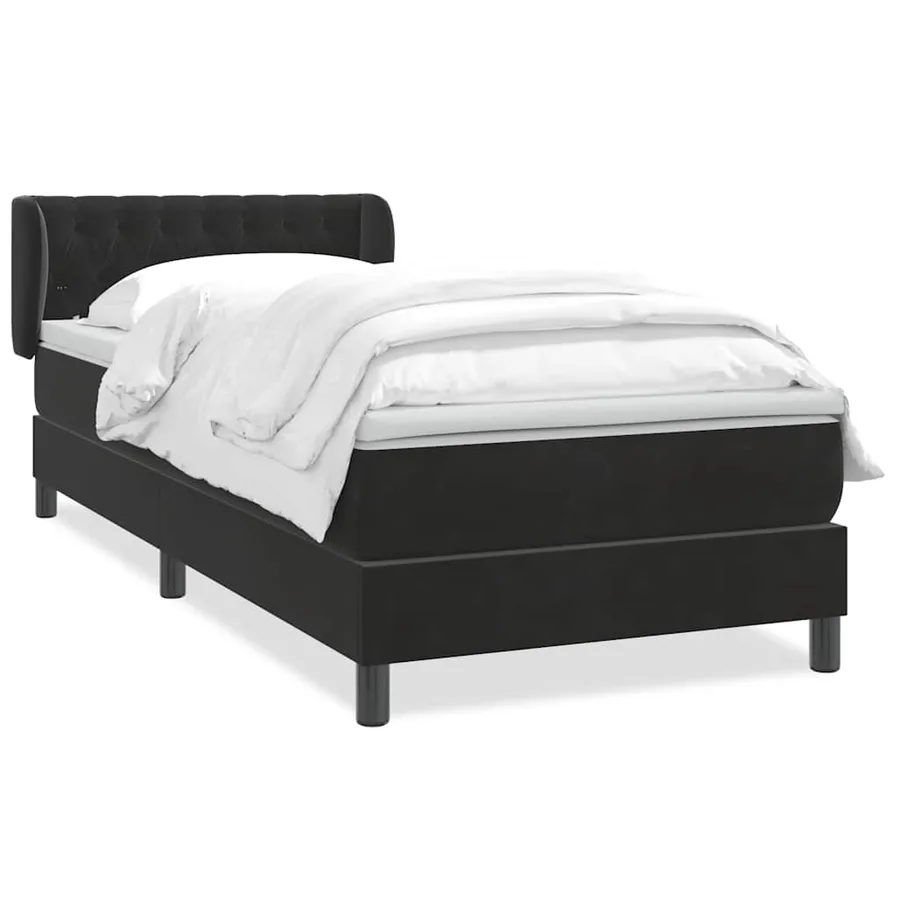 Sommier à lattes de lit avec matelas noir 80x220 cm velours - 2