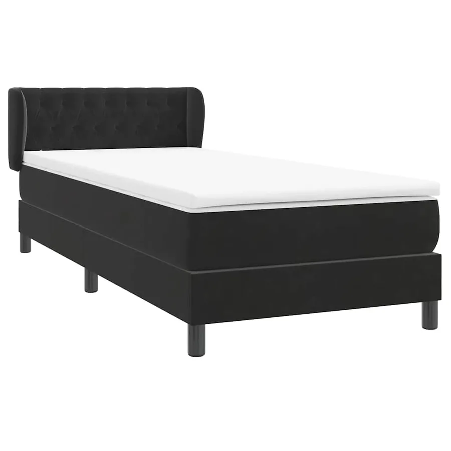 Sommier à lattes de lit avec matelas noir 80x220 cm velours - 4