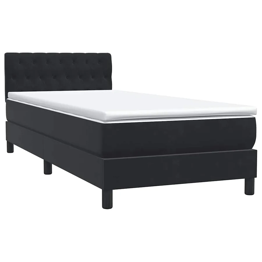 Sommier à lattes de lit avec matelas noir 80x220 cm velours - 4