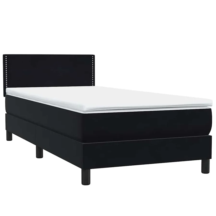 Sommier à lattes de lit avec matelas et LED noir 80x220 cm velours - 5