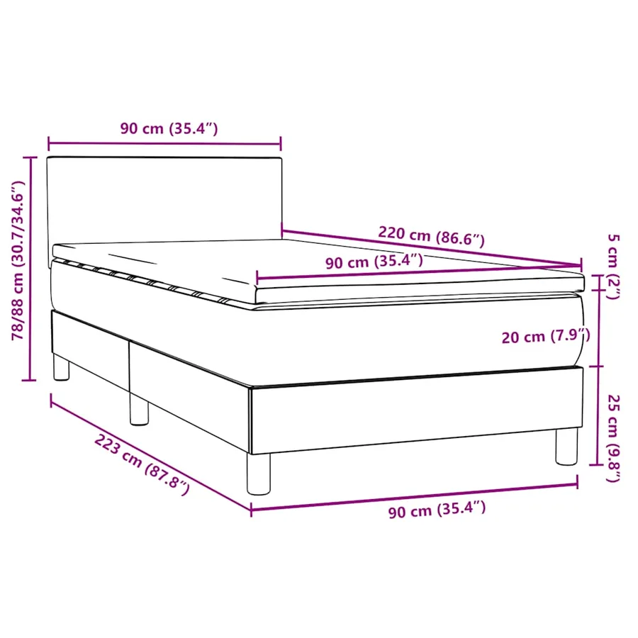 Sommier à lattes de lit et matelas bleu foncé 90x220 cm velours - 12
