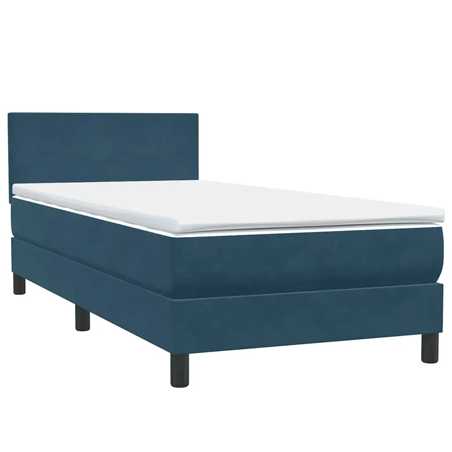 Sommier à lattes de lit et matelas bleu foncé 90x220 cm velours - 4